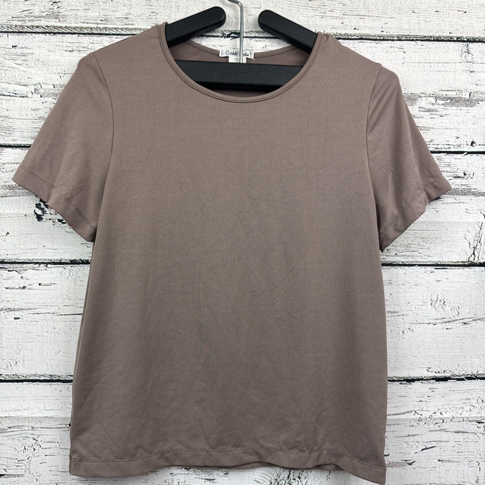 Cuddl Duds Womens [Size‎ Medium] Short Sleeve Crew Neck Top Casual Brown T-Shirt